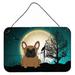 The Holiday Aisle® Halloween Scary English Bulldog Brindle Banner Metal in Green/Black/Brown | 8 H x 12 W x 0.03 D in | Wayfair