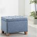 Winston Porter 24" Wide Woven Tufted Rectangle Storage Ottoman w/ Storage Faux Leather in Blue | 18 H x 24 W x 16 D in | Wayfair