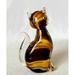 Ebern Designs Ossian Flower Cat Figurine Glass in Yellow | 6.25 H x 3 W x 3 D in | Wayfair 049C1F7F2B2E4067AE14D542BF8476BD