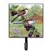 August Grove® Sissel Long Tailed Tits by Sarah Adams Wall Key Organizer w/ Key Hooks Metal in Green/Indigo | 5.75 H x 4.25 W x 1.25 D in | Wayfair