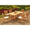 Rosecliff Heights Mastropietro Luxurious 7 Piece Teak Outdoor Dining Set Wood/Teak in Brown/White | 31 H x 82 W x 36 D in | Wayfair