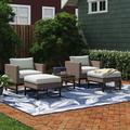 Andover Mills™ Hesse 2 - Person Conversation Set w/ Ottomans and Cushions Synthetic Wicker/All - Weather Wicker/Metal/Wicker/Rattan | Outdoor Furniture | Wayfair