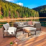 Andover Mills™ Hesse 6 Piece Sectional Seating Group w/ Cushions Synthetic Wicker/All - Weather Wicker/Metal/Wicker/Rattan | Outdoor Furniture | Wayfair