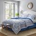 Laura Ashley Charlotte Floral Reversible Comforter Set Polyester/Polyfill/Cotton in Blue/White | King Comforter + 2 King Shams | Wayfair 211392