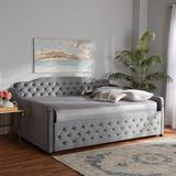 Rosdorf Park Whittlesey Solid Wood Daybed Upholstered/Velvet in Gray | 39.37 H x 83.27 W x 57.48 D in | Wayfair 31B26A4AFA124279A19CC95D04E176F5