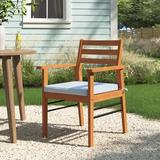 Corrigan Studio® Lilliet Eucalyptus Patio Dining Armchair w/ Cushion Wood/Metal in Black/Brown | 34 H x 24 W x 25 D in | Wayfair