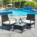 Latitude Run® Patio 3 Piece Rattan Seating Group w/ Cushions Synthetic Wicker/All - Weather Wicker/Wicker/Rattan in Black | Wayfair