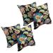 Canora Grey Bezout Indoor/Outdoor Floral Throw Pillow Polyester/Polyfill blend in Red/Black/Yellow | 17 H x 17 W x 8 D in | Wayfair