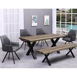 Union Rustic Brentley 6 - Person Dining Set Wood/Upholstered/Metal in Brown/Gray | Wayfair BAEDABD5F07A42C8B80C1532CBFCF9A5