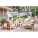 Red Barrel Studio® Khari Teak Patio Chair w/ Sunbrella Cushions Wood in Gray/Yellow | 33 H x 36 W x 31 D in | Wayfair