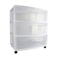 Sterilite Home 3-Drawer Cart Clear Portable Durable Storage Container on Casters Plastic in White | 25.62 H x 21.88 W x 15.25 D in | Wayfair