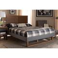 Baxton Studio Gabriela Rustic Modern Dark Grey Fabric & Ash Walnut Brown Finished Wood King Size Platform Bed - Wholesale Interiors Gabriela-Dark Grey/Ash Walnut-King