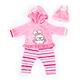 Bayer Design 83888AA Puppenkleidung für 33-38cm Puppen, Oberteil, Hose und Zipfelmütze, Set, Outfit mit Hase, pink, gestreift, S