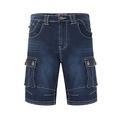 Kam Mens Big Size Stretch Denim Cargo Shorts (Ivan) in Darkstone in Waist 56 inches /142 cm