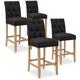 Lot de 4 chaises de bar en bois Gaya tissu Noir - H65cm - Noir