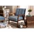 Baxton Studio Asta Mid-Century Modern Light Blue Velvet Fabric Walnut Finished Wood Armchair - Wholesale Interiors TOGO-Light Blue Velvet/Walnut-CC