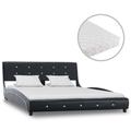 vidaXL Lit avec matelas Noir Similicuir 140 x 200 cm