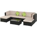 Set 7 Pezzi Salotto da Esterni Mobili da Giardino in Rattan - Outsunny