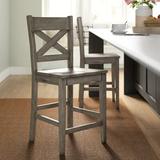Helmsley Solid Wood 24" Counter Stool Wood in Brown/Gray Laurel Foundry Modern Farmhouse® | 42 H x 19 W x 20 D in | Wayfair