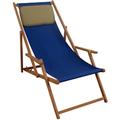 Erst-Holz Deckchair blau Liegestuhl klappbare Sonnenliege Gartenliege Holz Strandstuhl Gartenmöbel 10-307 KD