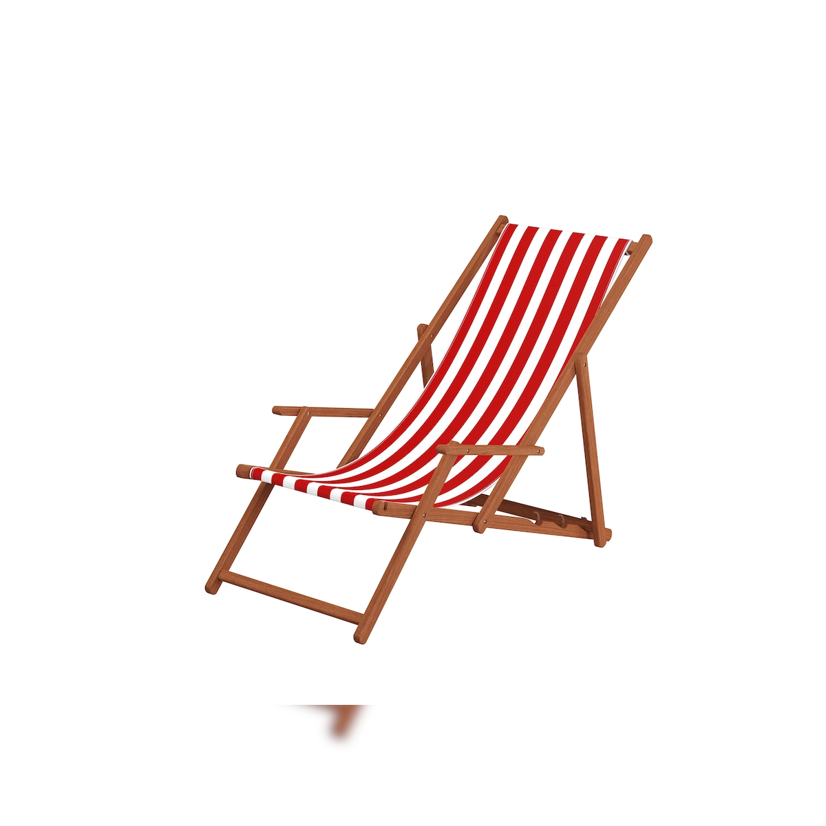 Erst-Holz Liegestuhl rot-weiß Gartenstuhl Tisch Deckchair Buche dunkel Strandstuhl klappbar 10-314 T Image