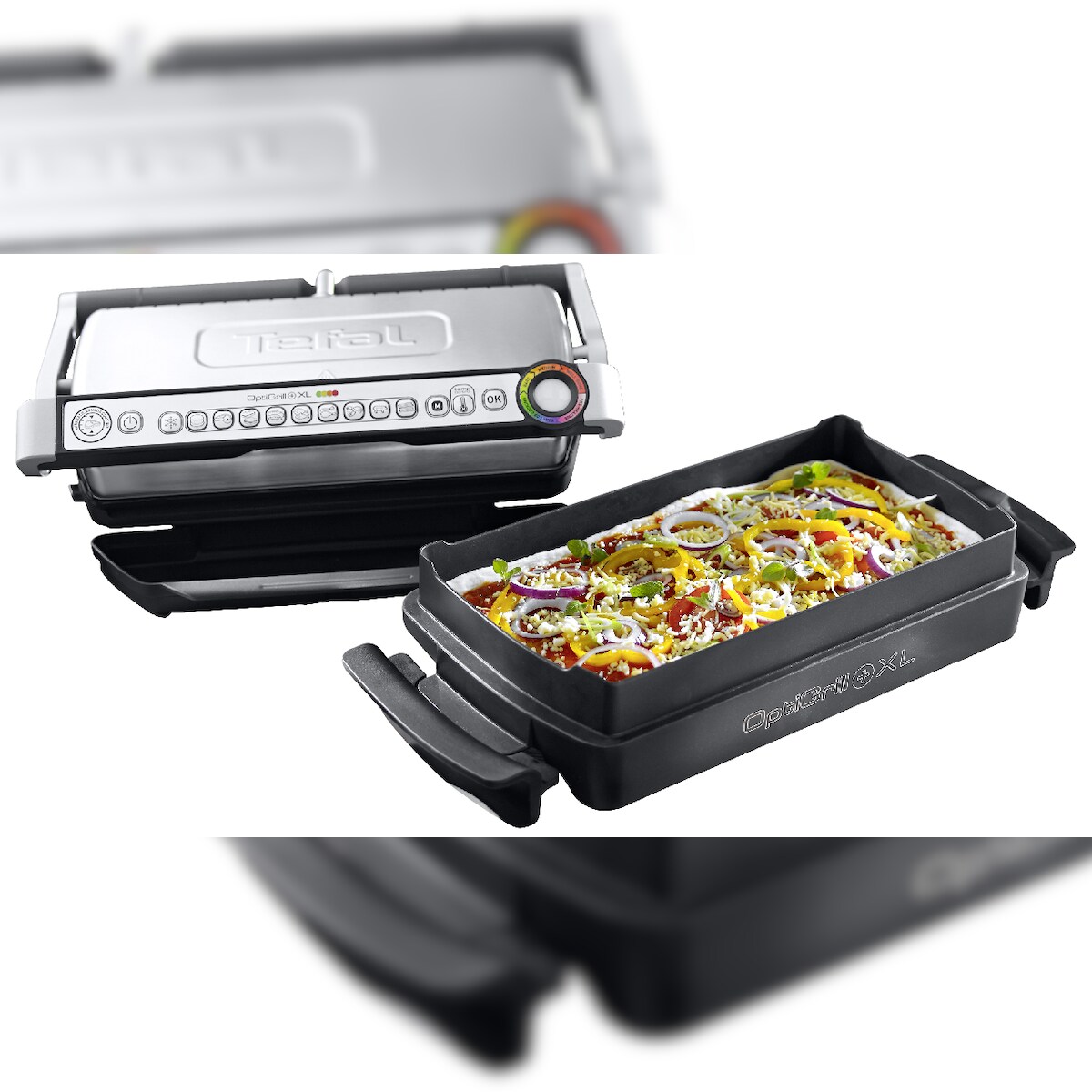 Tefal Kontaktgrill Optigrill plus XL GC 724 D Onpack, 44 x 34 x 17,2 cm, 2000 W, schwarz Image
