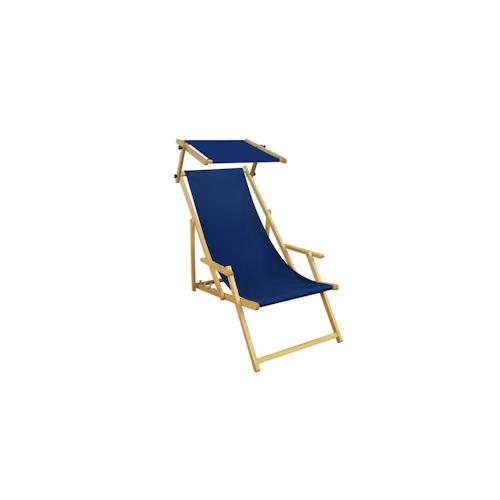 Liegestuhl blau Gartenliege Sonnenliege Sonnendach Strandstuhl Buche klappbar 10-307 N S