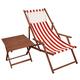 Erst-Holz Gartenliege rot-weiß Liegestuhl Tisch Kissen Sonnenliege Deckchair Buche dunkel 10-314 T KH