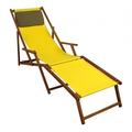 Erst-Holz Liegestuhl gelb Fußablage u Kissen Deckchair klappbar Sonnenliege Holz Gartenliege 10-302 F KD