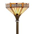 WERFACTORY Tiffany Floor Lamp Yellow Hexagon Stained Glass Mission Light 12X12X66 Inches Torchiere Standing Corner Torch Uplight Decor Bedroom Living Room Home Office S011 Series
