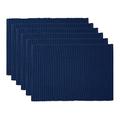 DII Basic Everyday Ribbed Tabletop Collection 100% Cotton, Placemat Set, 13x19, Indigo, 6 Pieces
