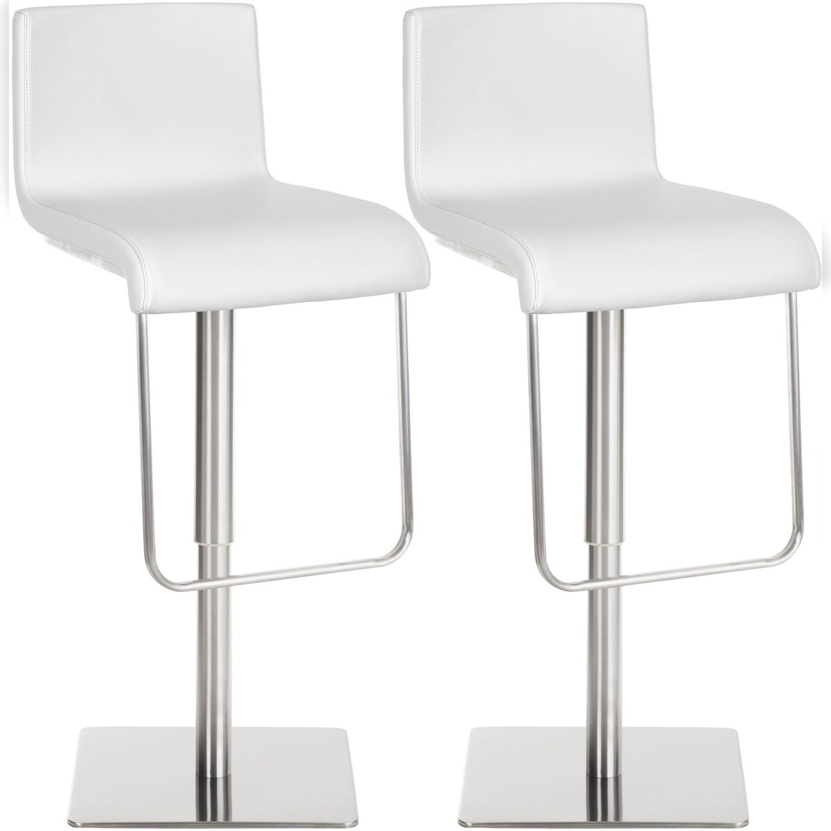CLP 2er Set Barhocker Limon Kunstlederbezug weiß/edelstahl Image