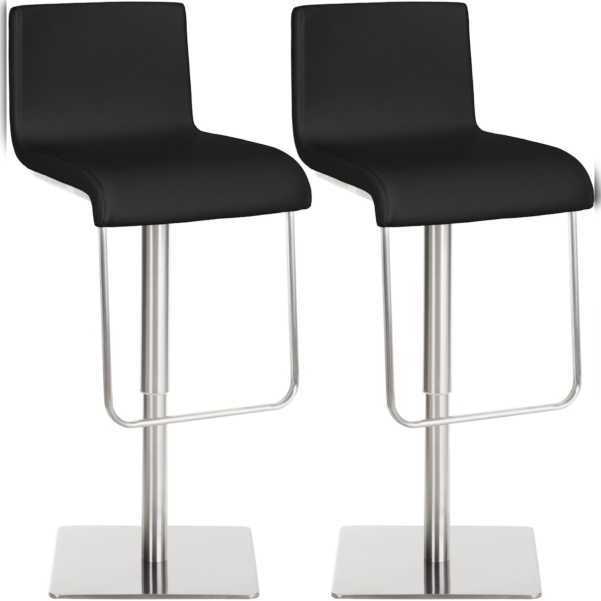 CLP 2er Set Barhocker Limon Kunstlederbezug schwarz/edelstahl Image