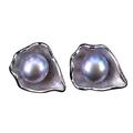 NicoWerk POR131 Women's Pearl Earrings Shell Scarf 925 Sterling Silver Grey Stud Earrings Sea Freshwater Pearls