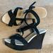 American Eagle Outfitters Shoes | 3 For $30ae Black Velour Wedges | Color: Black | Size: 8