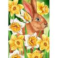 Toland Home Garden Daffodil Rabbit Polyester Garden Flag Metal in Yellow | 40 H x 28 W in | Wayfair 1012302