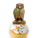 Designocracy Night Owl Wooden Cake Topper Wood in Brown/Green | 5 H x 0.25 W in | Wayfair 8158912CT