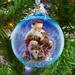 Designocracy Holiday Splendor Santa Little Friends Ball Ornament Glass in Blue/Brown/Red | 3.5 H x 3 W x 3.5 D in | Wayfair 71112-9914