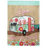 Dicksons Inc I Go Where I Am Towed 2-Sided Polyester Garden Flag in Brown/Green/Pink | 18 H x 13 W in | Wayfair M011114