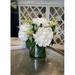 Joss & Main Ferdinand Peony Floral Arrangements in Vase Polysilk, Glass in White | 13.5 H x 18 W x 18 D in | Wayfair