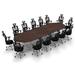 Symple Stuff Menifee 14 Person Conference Meeting Tables w/ 14 Chairs Complete Set Wood/Metal in Brown | 30 H x 180 W x 60 D in | Wayfair