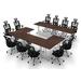 The Twillery Co.® Albertville 11 Person Conference Meeting Tables w/ 11 Chair Complete Set Wood/Metal in Brown | 30 H x 120 W x 120 D in | Wayfair