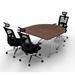 Symple Stuff Enola 3 Person Conference Meeting Tables w/ 3 Chairs Complete Set Wood/Metal in Brown | 30 H x 60 W x 60 D in | Wayfair