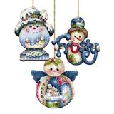 The Holiday Aisle® 3 Piece Easter Wood Holiday Shaped Ornament Set Wood in Blue/Brown/Red | 5.5 H x 5 W x 0.5 D in | Wayfair