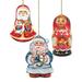 The Holiday Aisle® 3 Piece Russian Nested Matreshkas Holiday Shaped Ornament Set Wood in Brown/Red | 5.5 H x 5 W x 0.5 D in | Wayfair