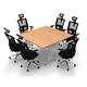 Symple Stuff Alpena 6 Person Conference Meeting Tables w/ 6 Chairs Complete Set Wood/Metal in Brown | 30 H x 60 W x 60 D in | Wayfair