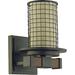 Union Rustic Robbin 1 - Light Dimmable Oil Rubbed Bronze Armed Sconce Glass/Metal in Brown/Gray | 8.75 H x 5.8 W x 6.8 D in | Wayfair