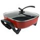 Electric Skillet Grill, Electric Frying Pan Multifunctional Electric Hot Pot Electric Frying Pan with Lid Thick Pot Body Non‑stick Coating Anti‑scalding Handle for 2-5 People Home Cooking BBQ