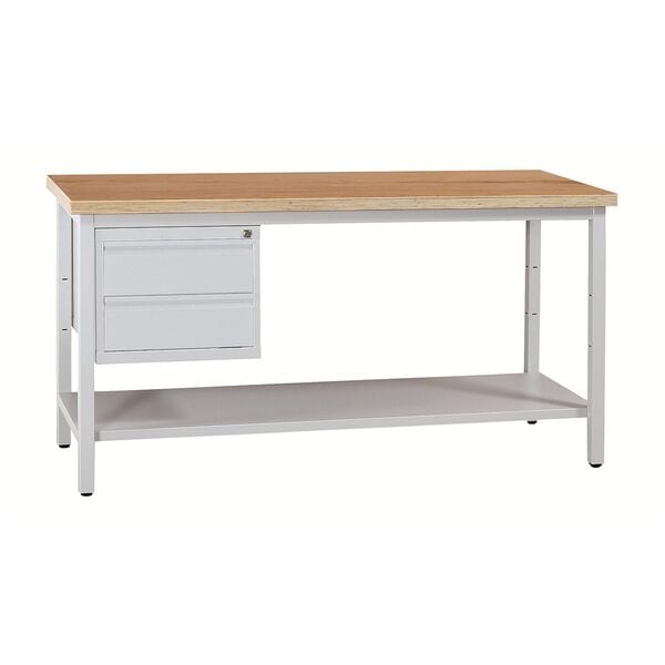 Gürkan Werkbank - 160 cm breit mit 2 Schüben grau, 160x84x60 cm Image