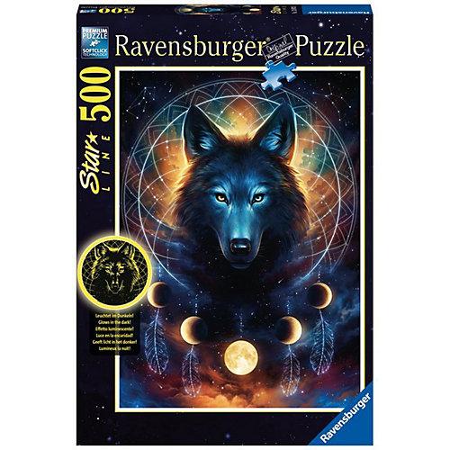 Puzzle 500 Teile, 49x36 cm, Star Line, mit Leuchtfarbe, Leuchtender Wolf